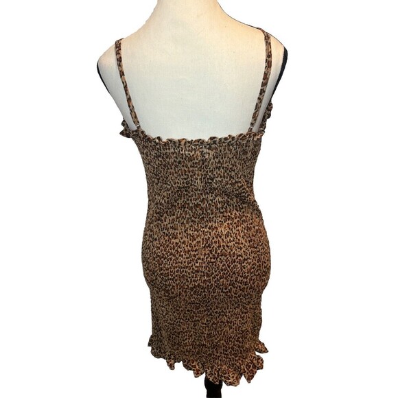 Women’s STORIA LEOPARD Mini Cinched Tank Dress Ruffle Hem Size Large NWT - Picture 3 of 7